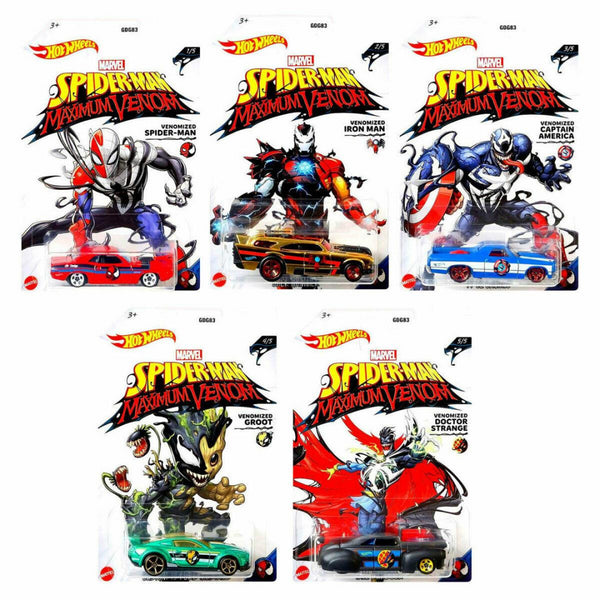 Hot Wheels Spiderman Maximum Venom Hot Wheels Set of 5 – Maqio