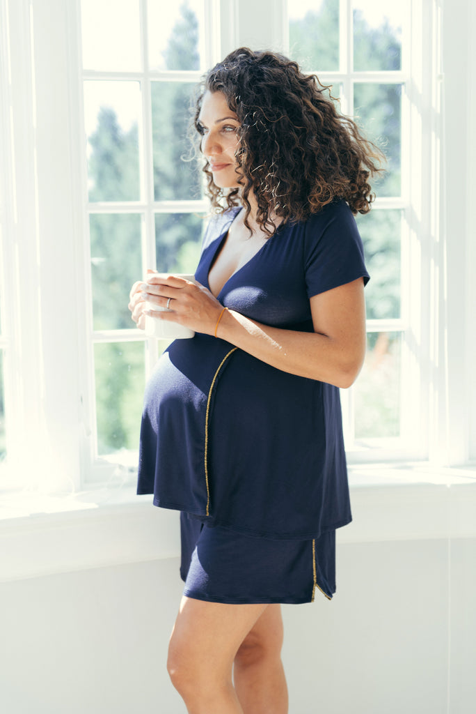 Navy blue maternity loungewear @599 Available in size S, M, L,XL