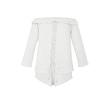 Sexy word collar strapless shirt shorts two-piece holiday suit