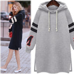 Padded hooded mid-length sweater coat