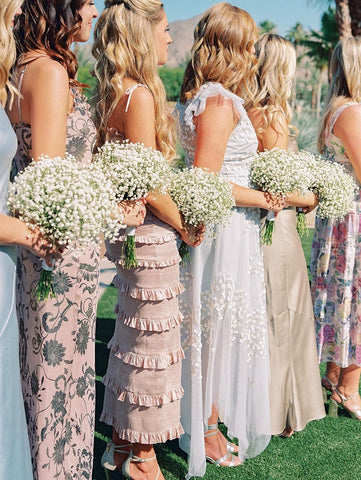 2023 wedding trends mismatched bridesmaids maid of honor colorful wedding floral dress style inspiration florals unique