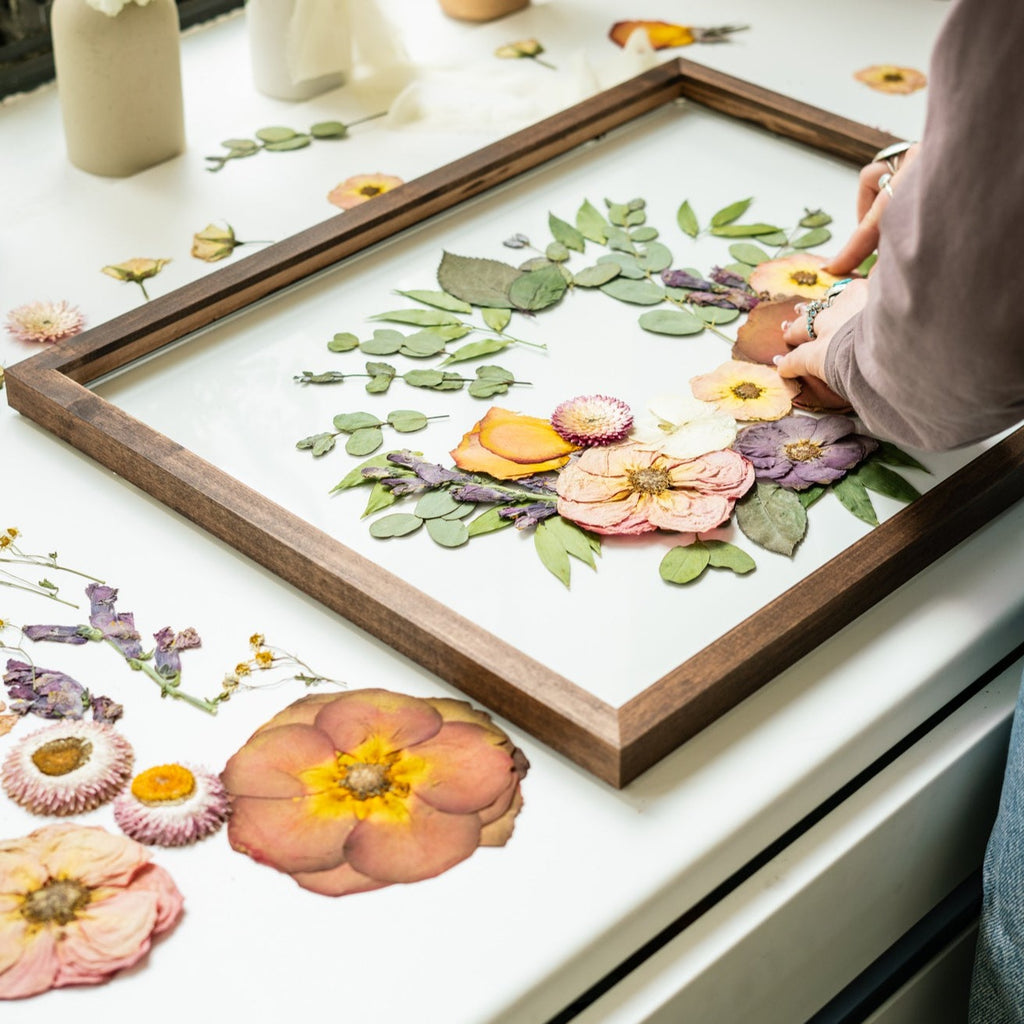 Framed Pressed Flowers, 11x14 Gold – Roots Floral Preservation