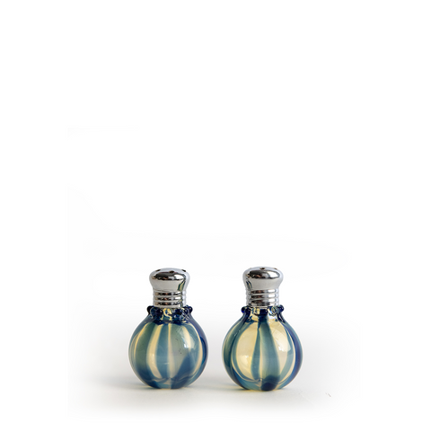 Lonffery Salt and Pepper Shakers, Stainless Steel and Glass Bottle, Set of 2, Turquoise