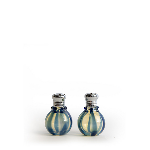 Antique Turquoise Glass Salt and Pepper Shakers - Glass Salt and