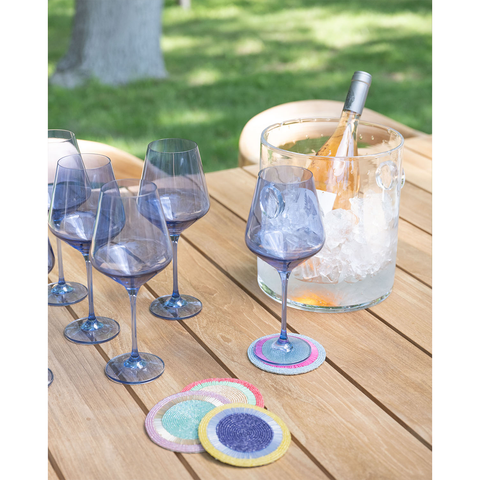 Bitossi Home Set of 6 Glasses Assorted Shapes Nuances Blue Green - Red Wine