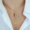 Small Paperclip Chain Necklace with diamond heart charm on model