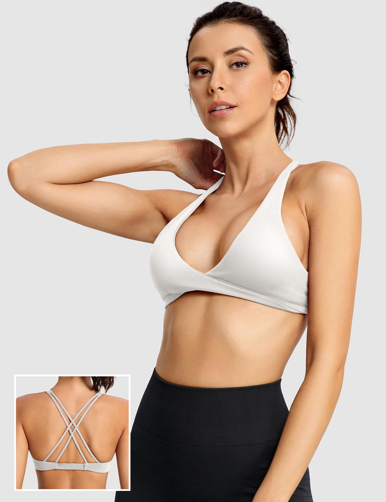 YEOREO Bella Sports Bra for Women V-Neck Strappy Criss-Cross Back Yoga Bra  Padded Fitness Crop Top, #1 Grey(size Up), X-Small : : Clothing,  Shoes & Accessories