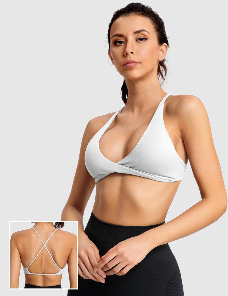 YEOREO Bella Sports Bra for Women V-Neck Strappy Criss-Cross Back Yoga Bra  Padded Fitness Crop Top, #1 Grey(size Up), X-Small : : Clothing,  Shoes & Accessories