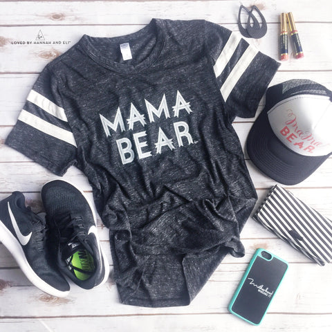 Football Tee "Mama Bear" Tri- Black