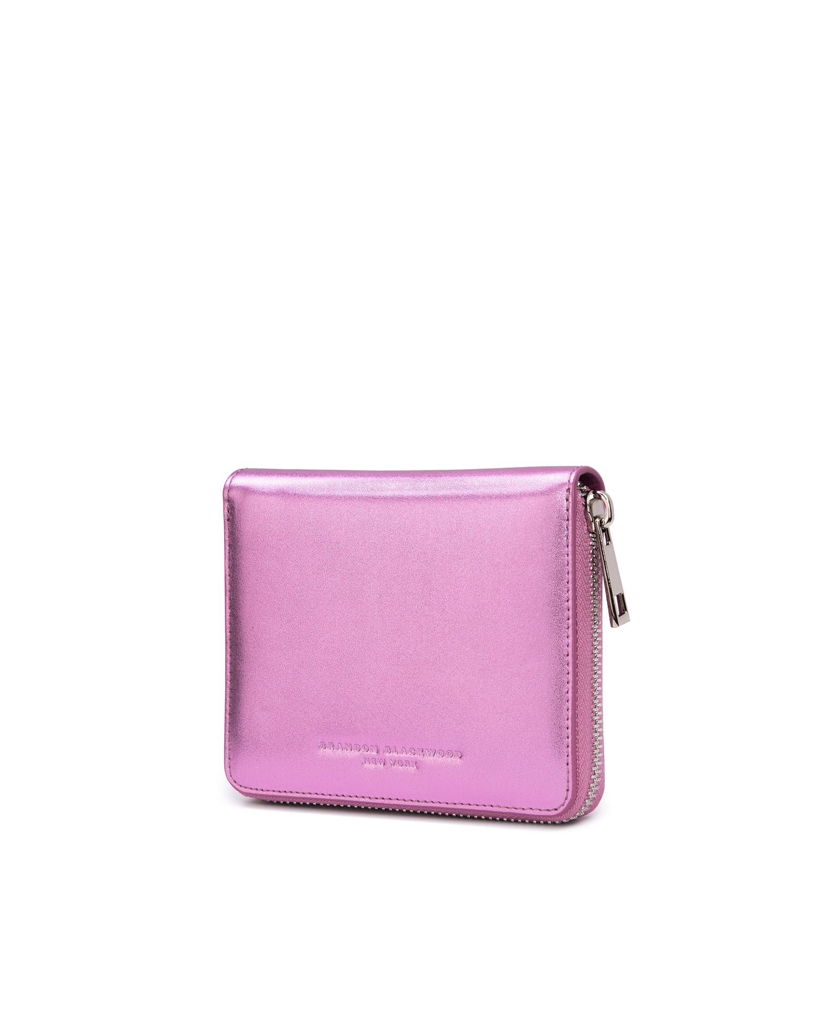 pink leather card case