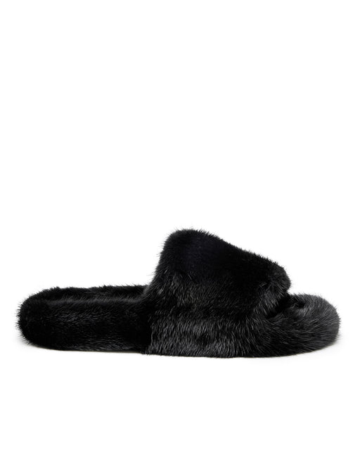 Shoes, 11 Mink Fur Slides Black Pale Blue
