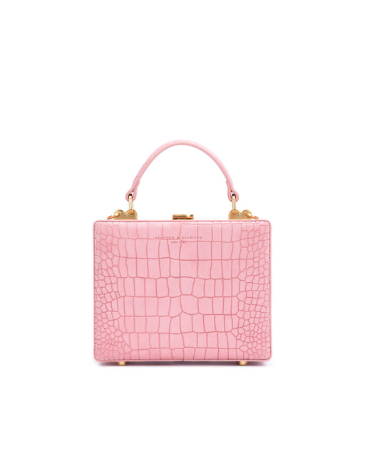 Neon Pink Crocodile Embossed Top Handle Bag
