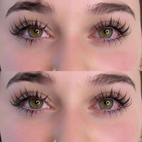Wispy lashes with bottom lash extensions
