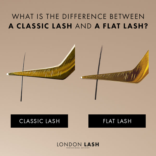 Difference between a classic eyelash extension and a flat lash