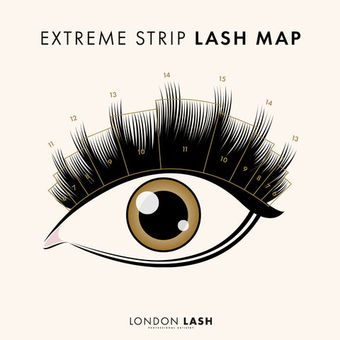 Mega Volume Strip Lash Map for eyelash extensions