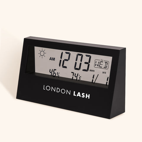 A digital hygrometer for a lash studio