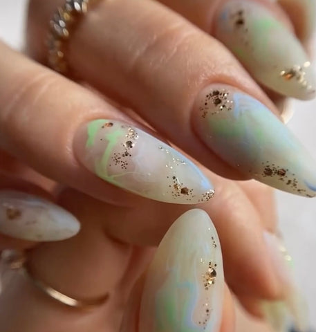Marble nails with glitter nail polish