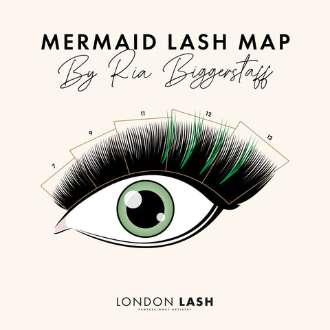 Mermaid Lashes lash map by London Lash and lash tech Ria Biggerstaff