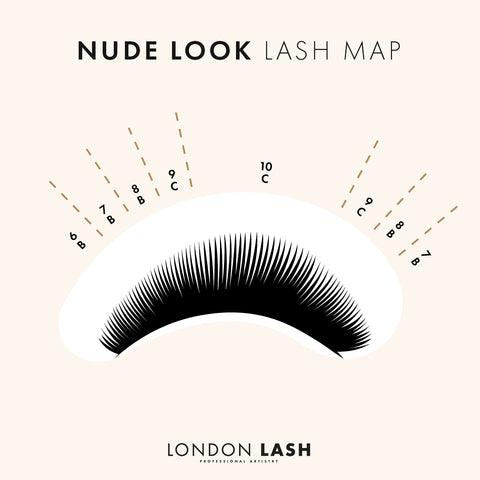 Lash mapping for natural classic eyelash extensions - nude look lashes