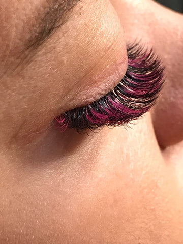 Black and pink eyelash extensions set