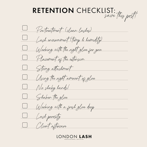 eyelash extension retention checklist