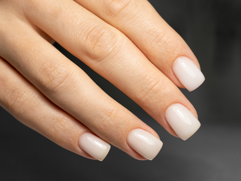 Milky gel nail polish manicure