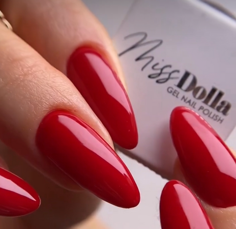 Red nail polish from the Miss Dolla gel nail polish range