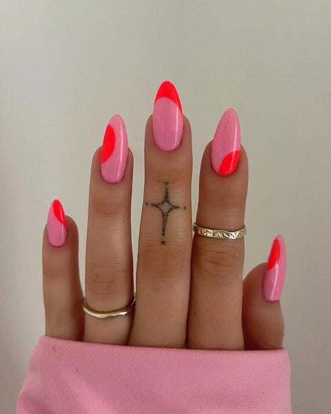 Pink and red nails