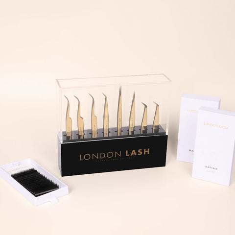 lash tweezers holder with lash supplies