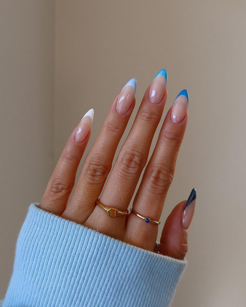 Blue French tip nails