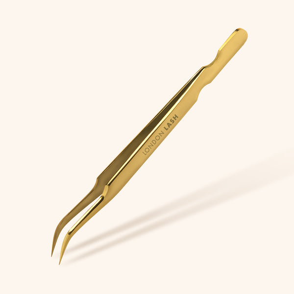 gold curved lash tweezers