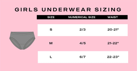 Lev Baby - Girl Underwear size chart