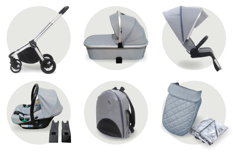 My Babiie MB450i 3-in-1 Travel System with i-Size Car Seat - Steel Blue