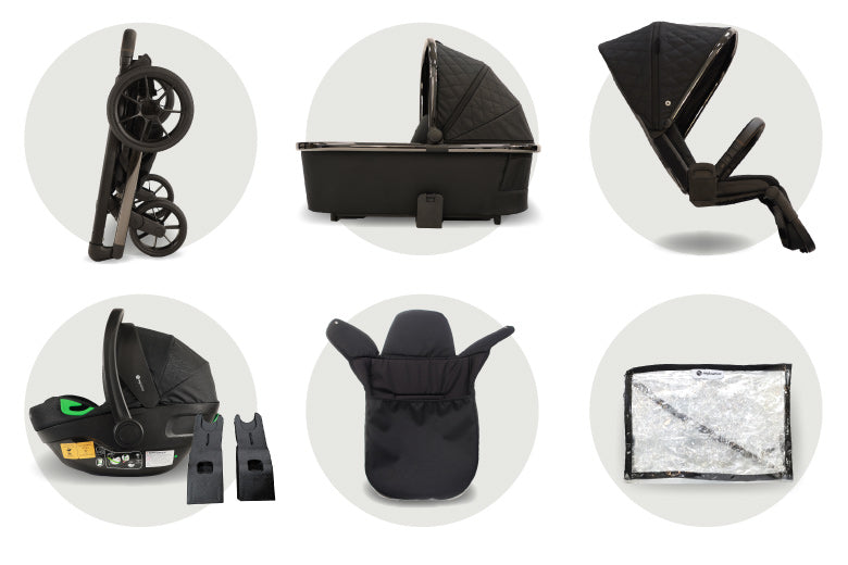 My Babiie MB500i 3-in-1 Travel System with i-Size Car Seat - Gunmetal Black