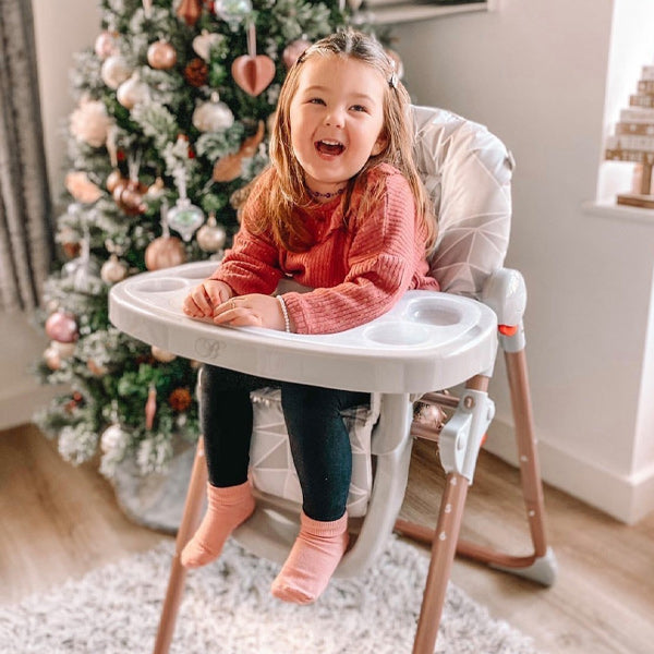 My Babiie Billie Faiers Grey Geometric Rose Gold Highchair