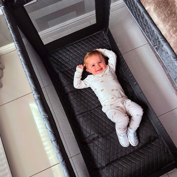 My Babiie Black Quilted Travel Cot