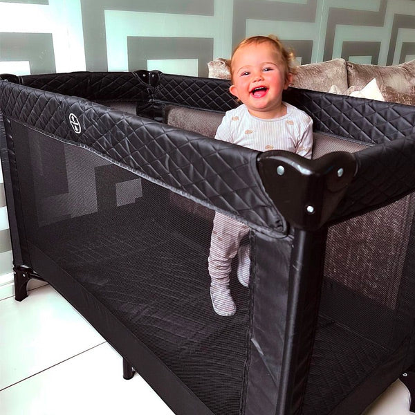 My Babiie Black Quilted Travel Cot