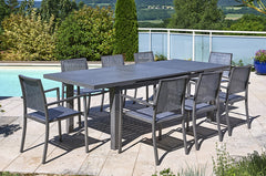 Salon de jardin avec table extensible en aluminium Santorin gris Jardiline