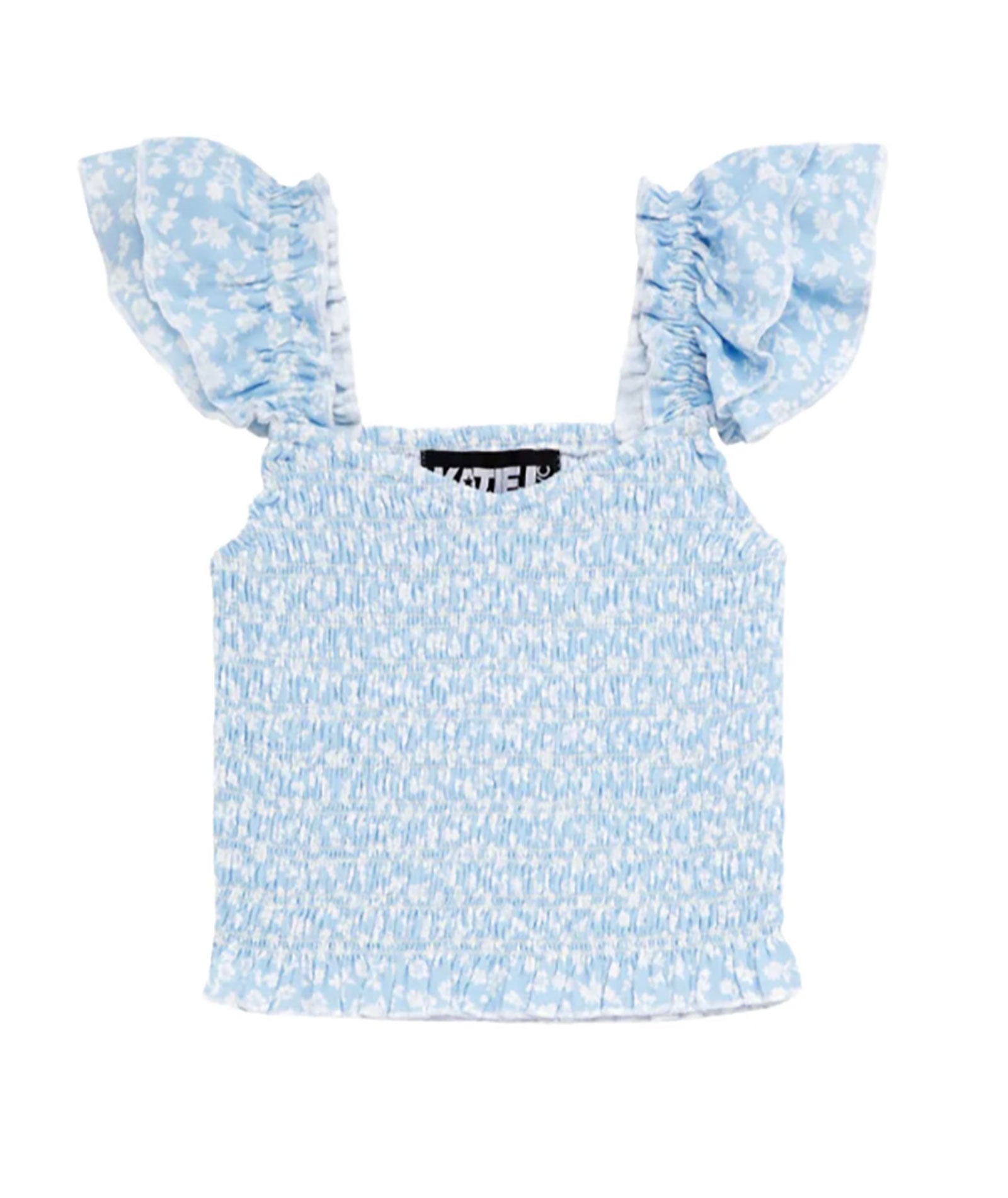 Image of Katie J NYC Girls Blue Ditsy Floral Joanna Top