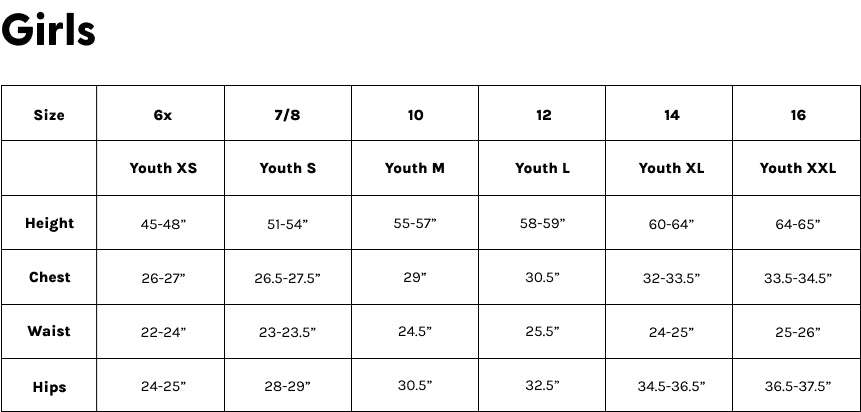 Juniors Size Chart Explained