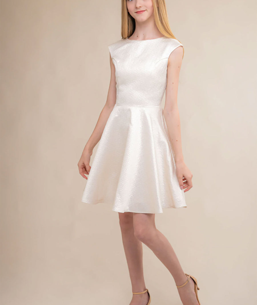 Un Deux Trois | Girls Champagne and Silver Cap Sleeve Dress | Frankie's ...