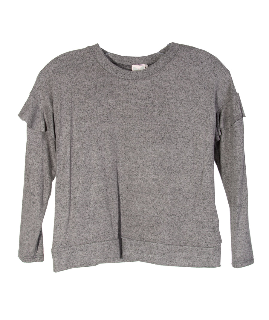 grey ruffle shirt