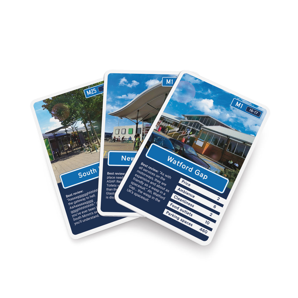 motorway service stations travelling game cards