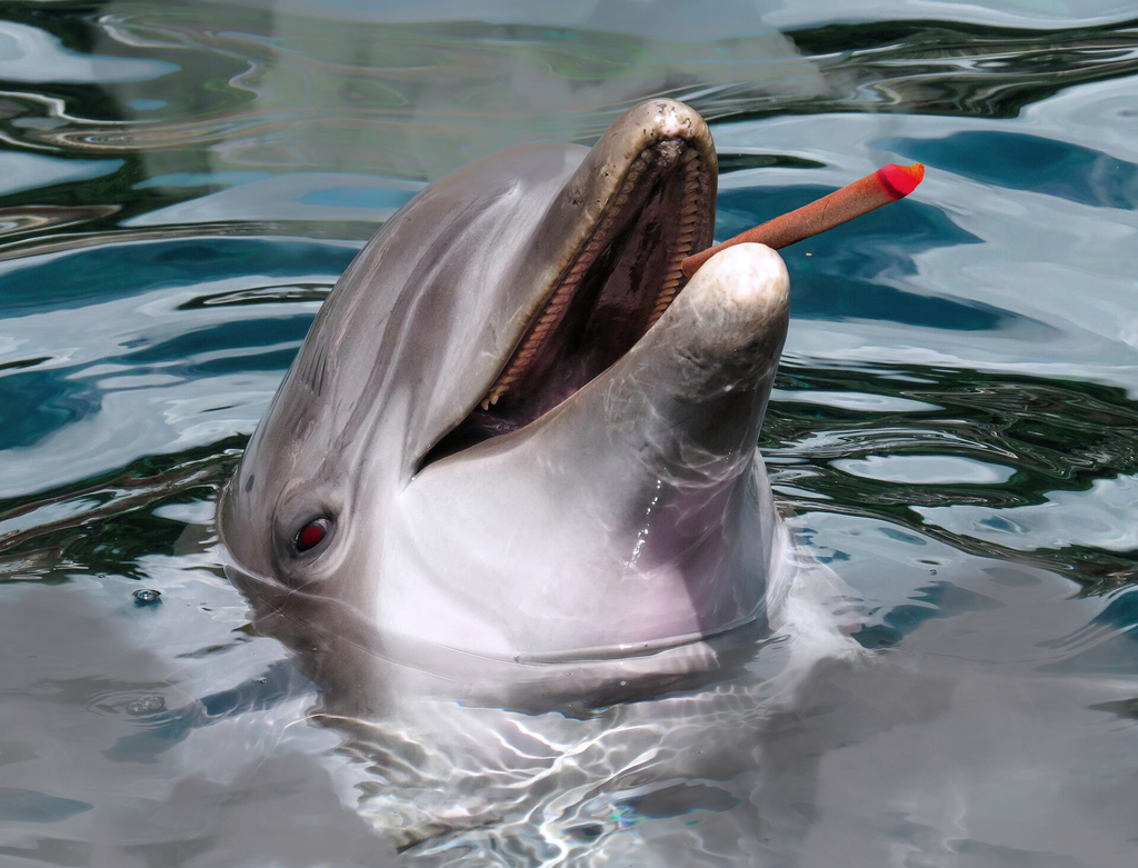 dolphin smoking a joint