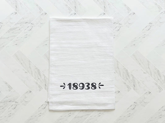 City, State, Coordinates Tea Towel - Personalized Kitchen Towel