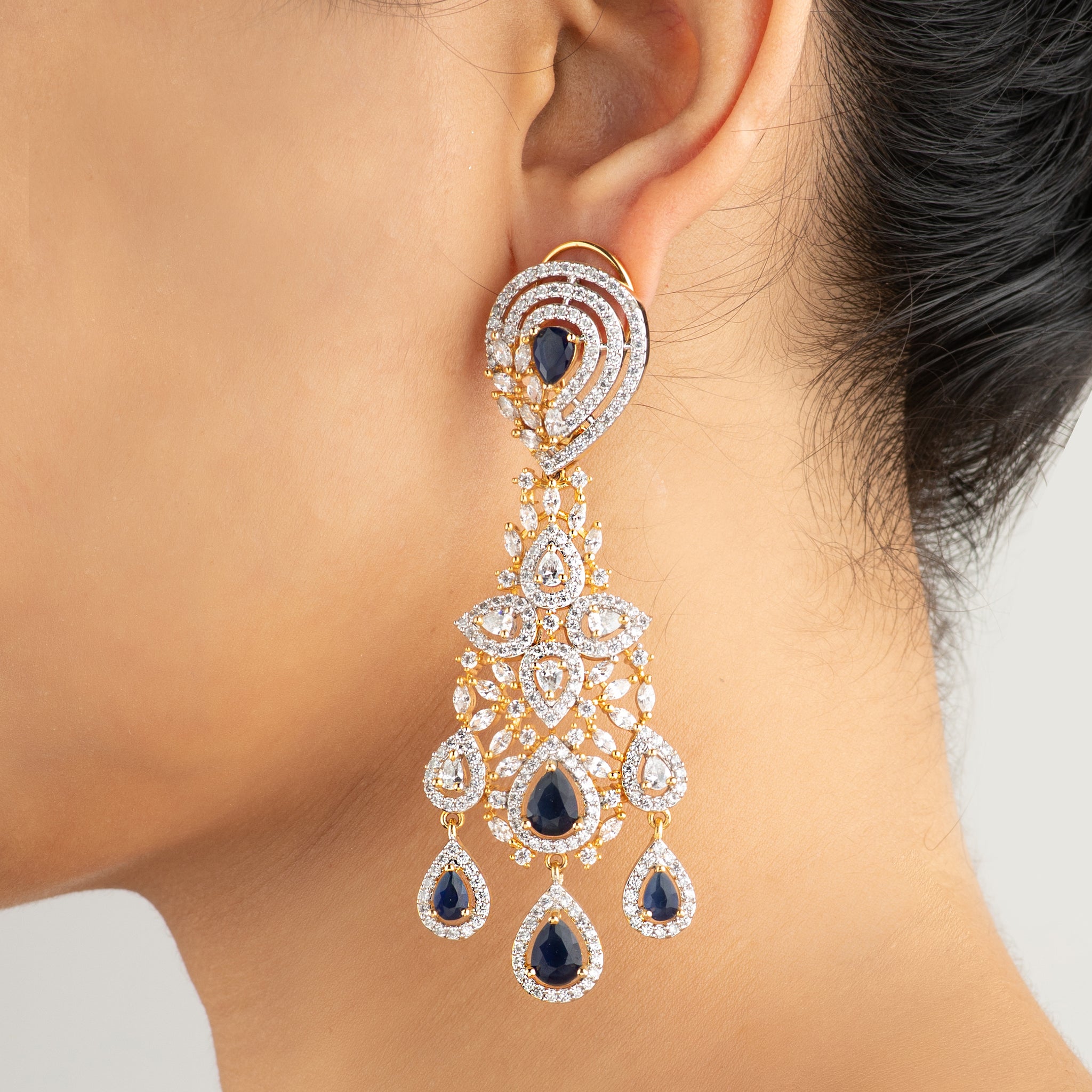 american diamond long earrings