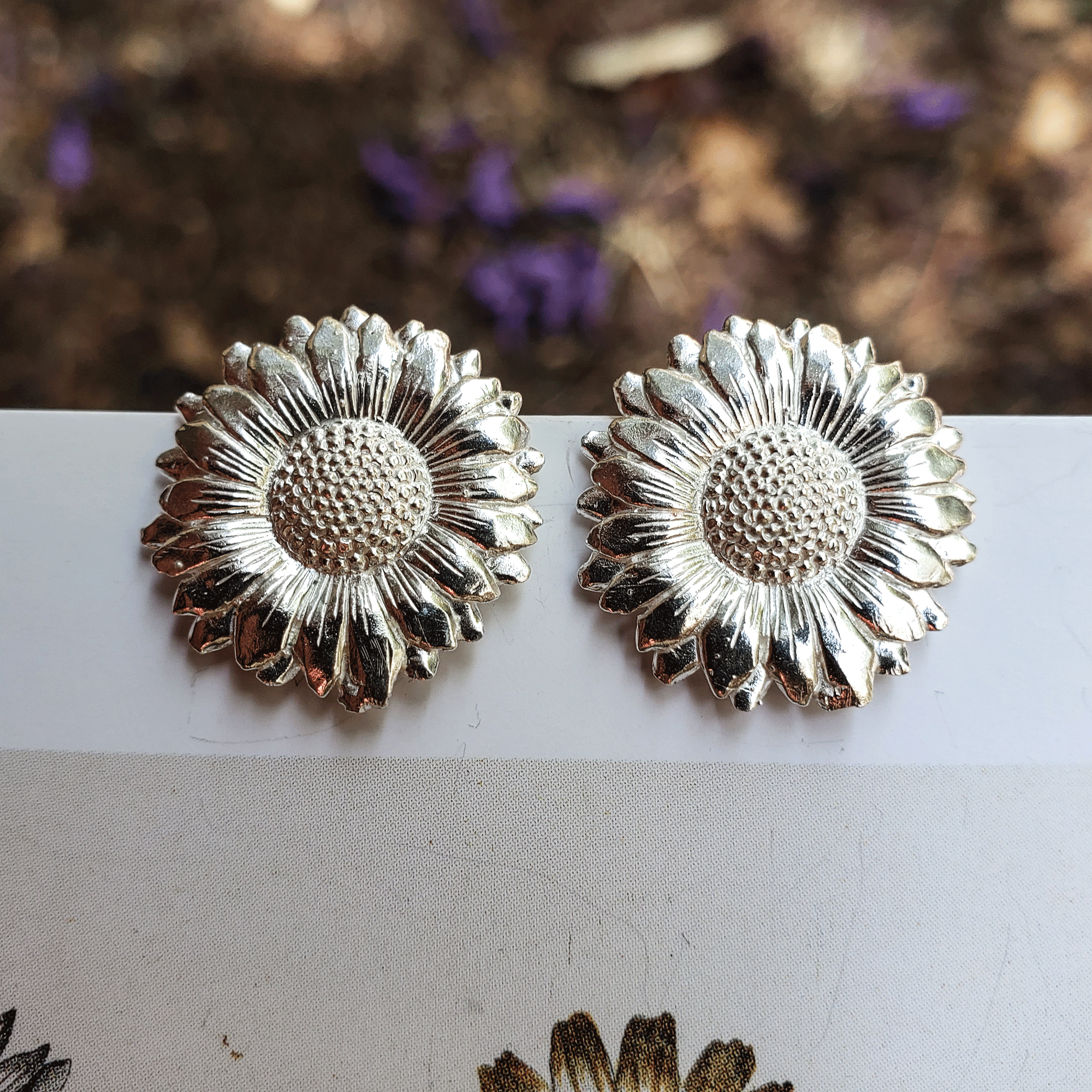 Aros Girasol pequeños plata - Physalis Joyas