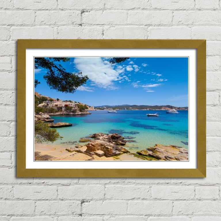 Cala Fornells Blick Mallorca Leinwand gerahmter Druck Bild Wandbild - Bild 26 von 29
