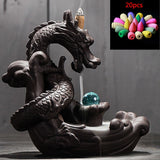 Ceramic Incense Burner: The Dragon, Magic Waterfall  +  Incense, Set Of 20
