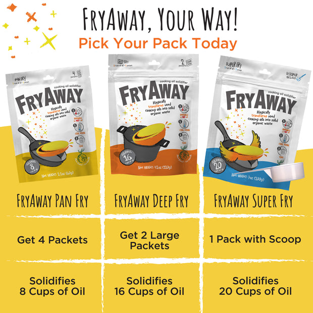 FryAway Pan Fry Waste Cooking Oil Solidifier Powder, Plant-Based Cooking  Oil Disposal, 4 ct, 2.1 oz - City Market